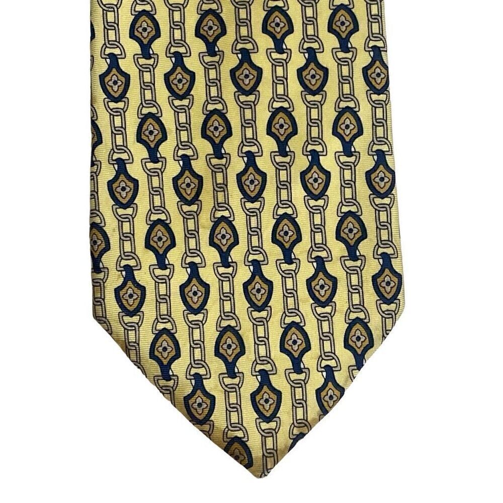 Paolo Designed By Paolo Gucci Men's Geometric Silk Neck Tie Yellow One Size
